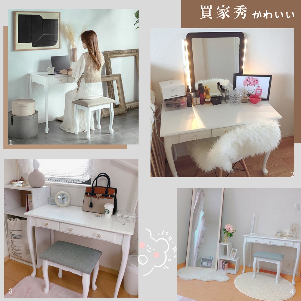 【HomeMax】公主風貓腳型化妝桌/北歐風/化妝台/玄關桌/多功能/二抽屜/白色●台灣製造●, , large