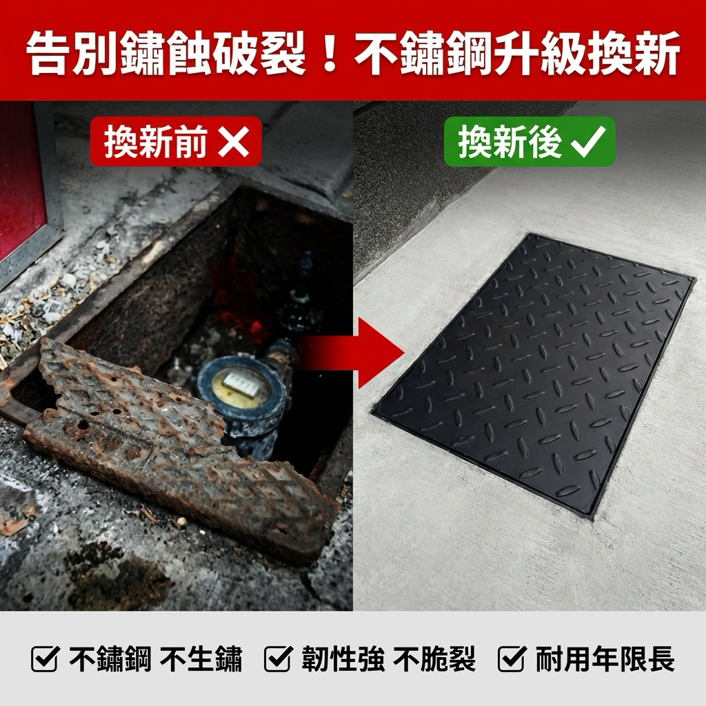 【 SHAONIANNA.TW 】自來水水錶蓋 不銹鋼水錶蓋｜耐用防破裂戶外耐候水錶蓋｜不銹鋼材質｜社區/工廠用, , large
