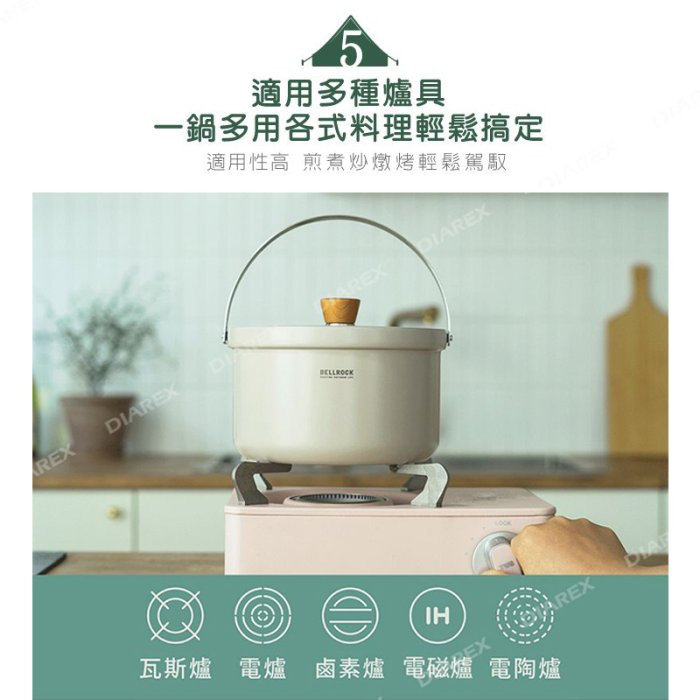 【Bellrock】color9套鍋【奶油灰】  2人份 磁吸提把 鍋具組 煮菜鍋 露營鍋具 野炊器具, , large