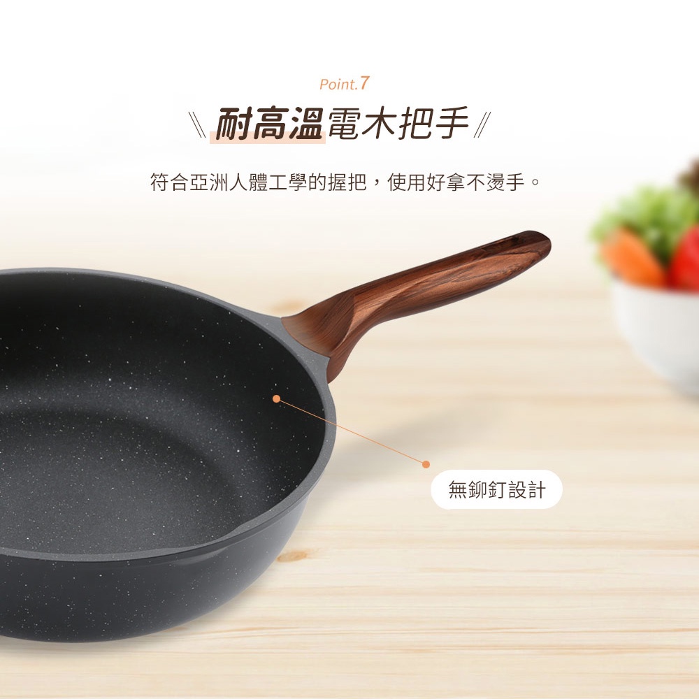 【美國MotherGoose鵝媽媽】皮克IH導磁超銀石不沾深平鍋30cm 硬膜處理 不挑爐具  平底鍋 不沾鍋 不沾平鍋, , large