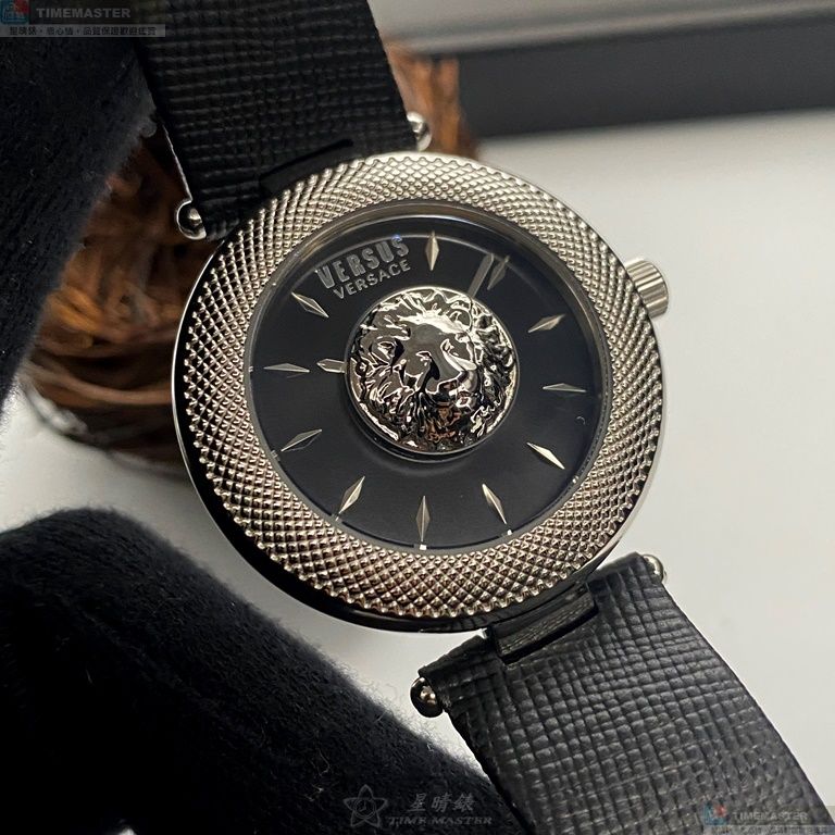[星晴錶業]VERSUS VERSACE手錶,36mm,VV00358黑色錶面銀錶殼深黑色真皮皮革錶帶款, , large