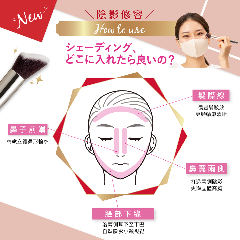 [千康嚴選]ROSY ROSA 絲柔斜角修容刷 1入, , large