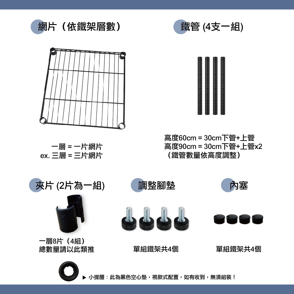 【KIWISH】46X40X210H五層架(黑色)收納架/鐵架/置物架/鐵力士架｜六分管 整體耐重250kg, , large
