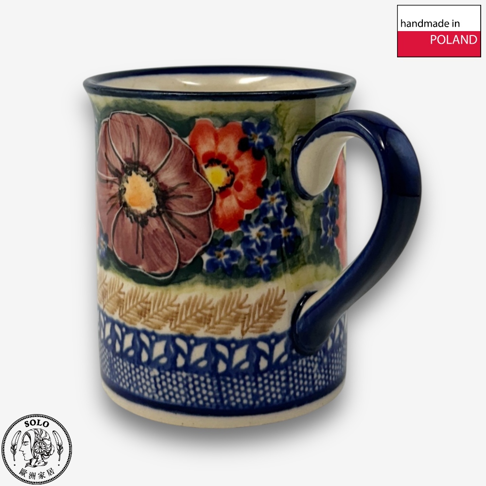 【SOLO Vintage】Cerraf Polish Pottery 280ml Mug Banquet of Elegant Red Series Made in Poland, , large