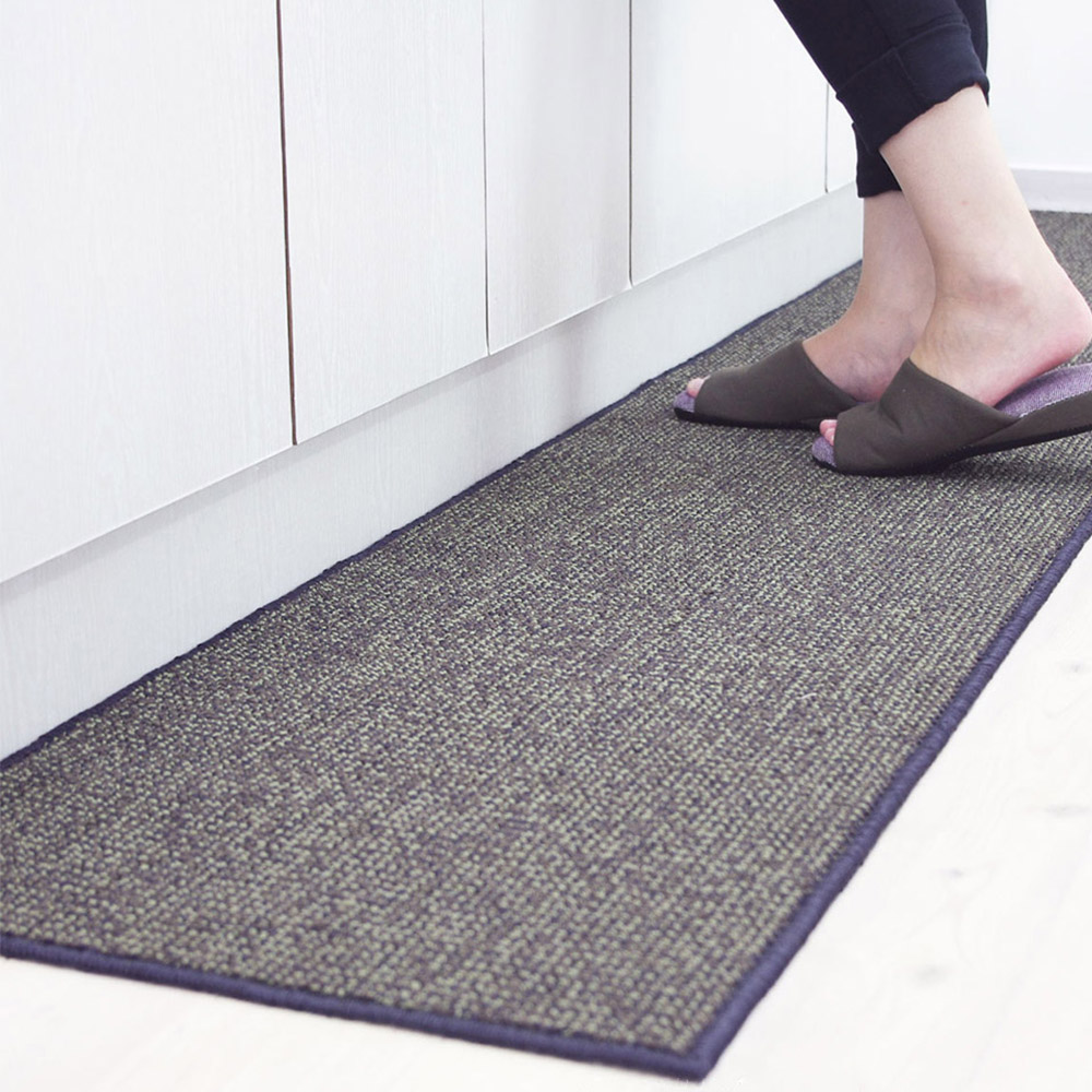 【PLYS】Japan-Made Kitchen Runner Mat 45&times;180cm &ndash; Blue Brown (Absorbent Non-Slip Design / 6mm Thick / Machine-Washable), , large