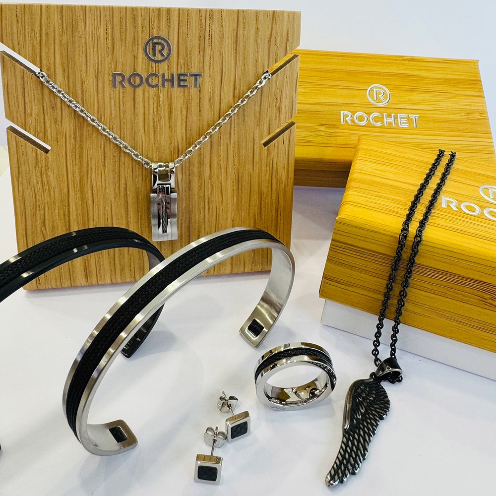 【快速出貨】法國 ROCHET  HAUBANS系列 不鏽鋼男士手環-黑 HBJ88981, , large