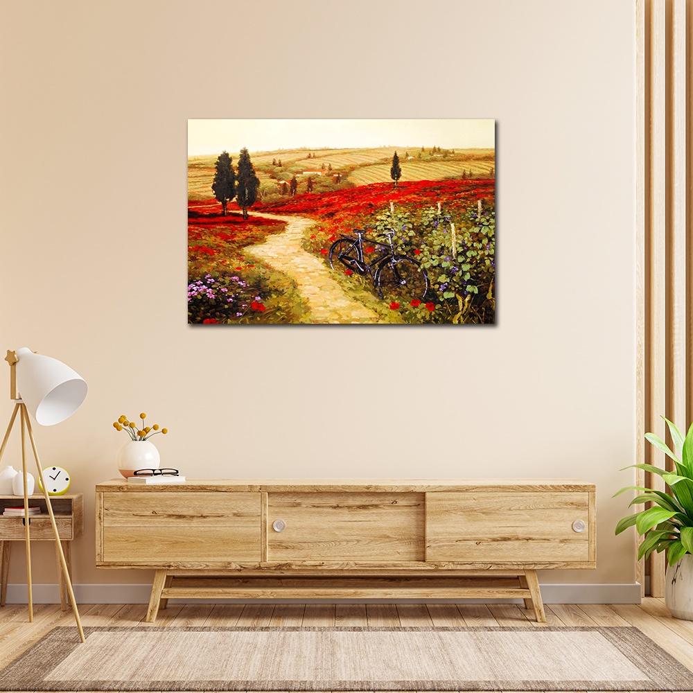 【御畫房】紅花地 國家一級畫師手繪油畫60&times;90cm(VF-06), , large