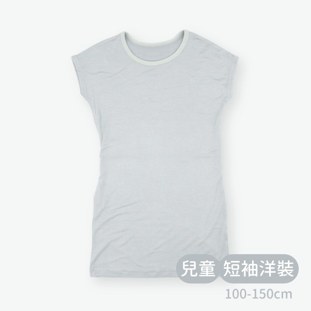 【minihope美好的親子生活】輕柔感短袖洋裝(兒童)-灰藍, , large