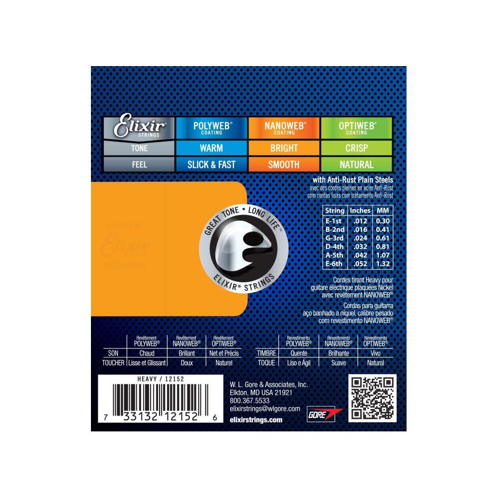 Elixir 12152 Nanoweb 薄包覆 電吉他套弦 12-52 【敦煌樂器】, , large