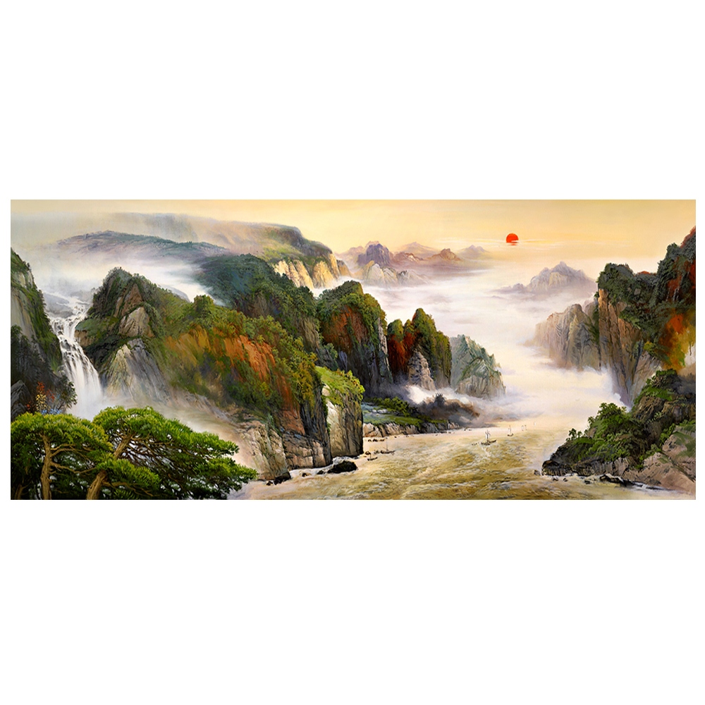 【御畫房】江山萬里 國家一級畫師手繪油畫60&times;120cm(VF-73), , large