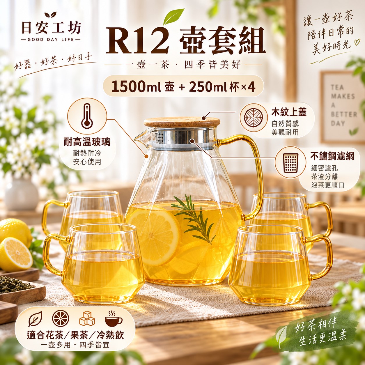 【HIYASU日安工坊】日安工坊R12壺套組(一壺4杯), , large