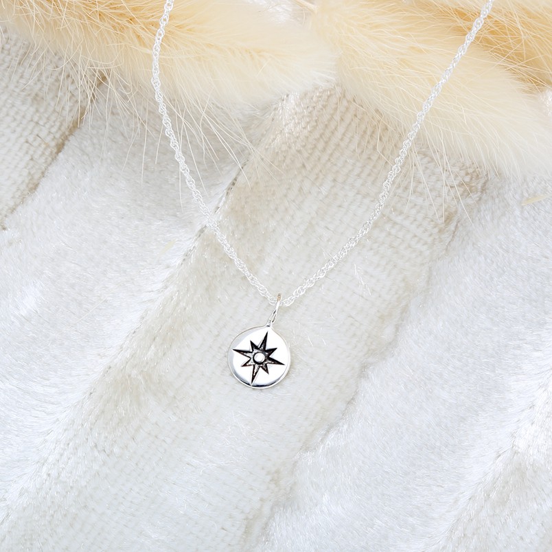 【Angel & Me】Lucky Compass North Star s925 sterling silver necklace gift, , large