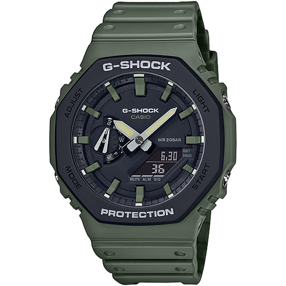 CASIO 卡西歐 G-SHOCK 街頭軍事系列八角電子錶-軍綠 GA-2110SU-3A, , large