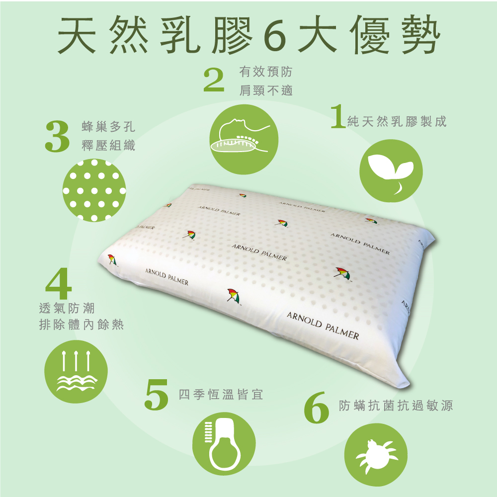 【Arnold Palmer雨傘牌】透氣立體結構棉網乳膠枕 買一送一, , large