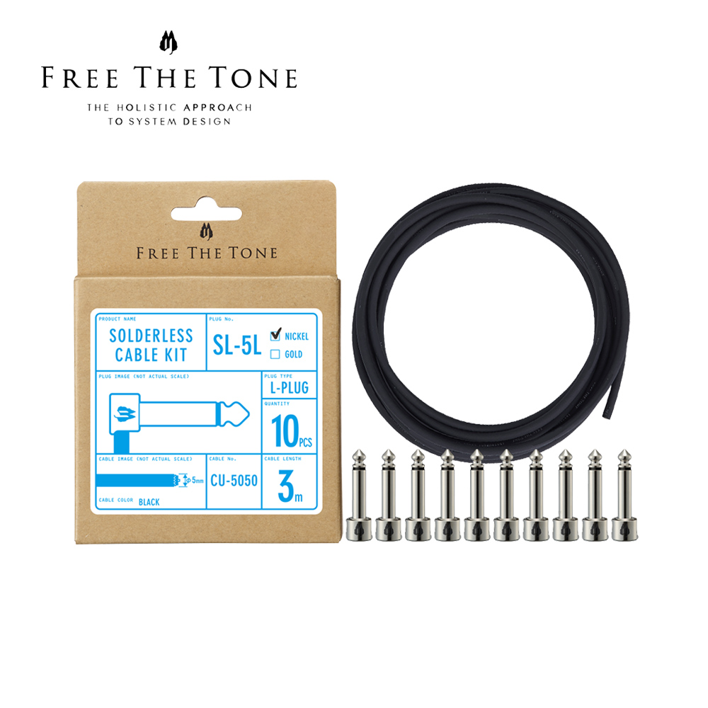 FREE THE TONE SL-5L-NI-10K SL-5 系列 免焊接 L 型訊號插頭（鎳色／10入組）【敦煌樂器】, , large