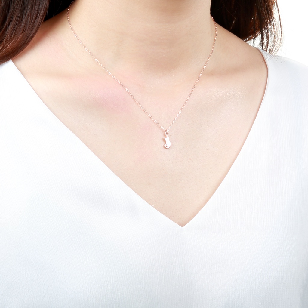 【Angel & Me】Lucky Cat s925 sterling silver 18k Rose Gold plated necklace gift, , large