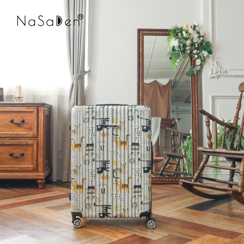 NaSaDen [ Stripe Cat ] 22" Carry on Zipper Luggage, , large
