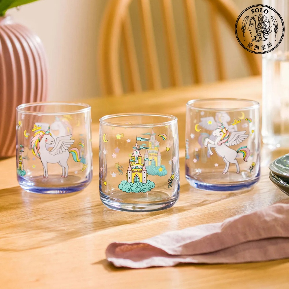 【SOLO Vintage】LCW Home 260ml Cute Unicorn Glass Cup Set of 3 Water Cup Juice Cup Made in Turkey, , large