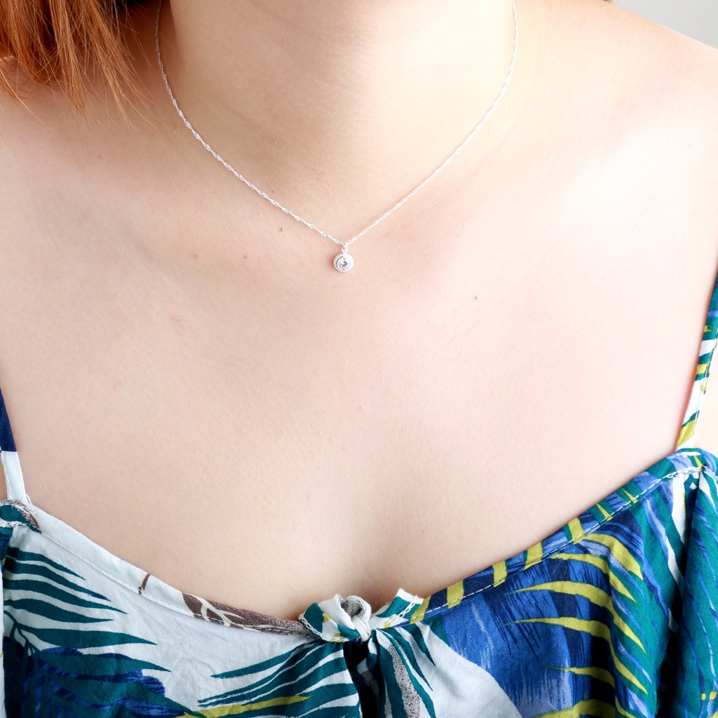 【Angel & Me】Twist Single Diamond cz s925 sterling silver necklace birthday gift, , large