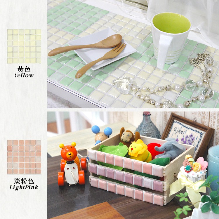 Japanese Mosaic Tile Stickers &ndash; 10-Pack &ldquo;Macaron&rdquo; Pastel Series | DIY 3M Self-Adhesive | 3D Peel and Stick Wall Tiles | Mino Ware Style | Made in Japan, , large