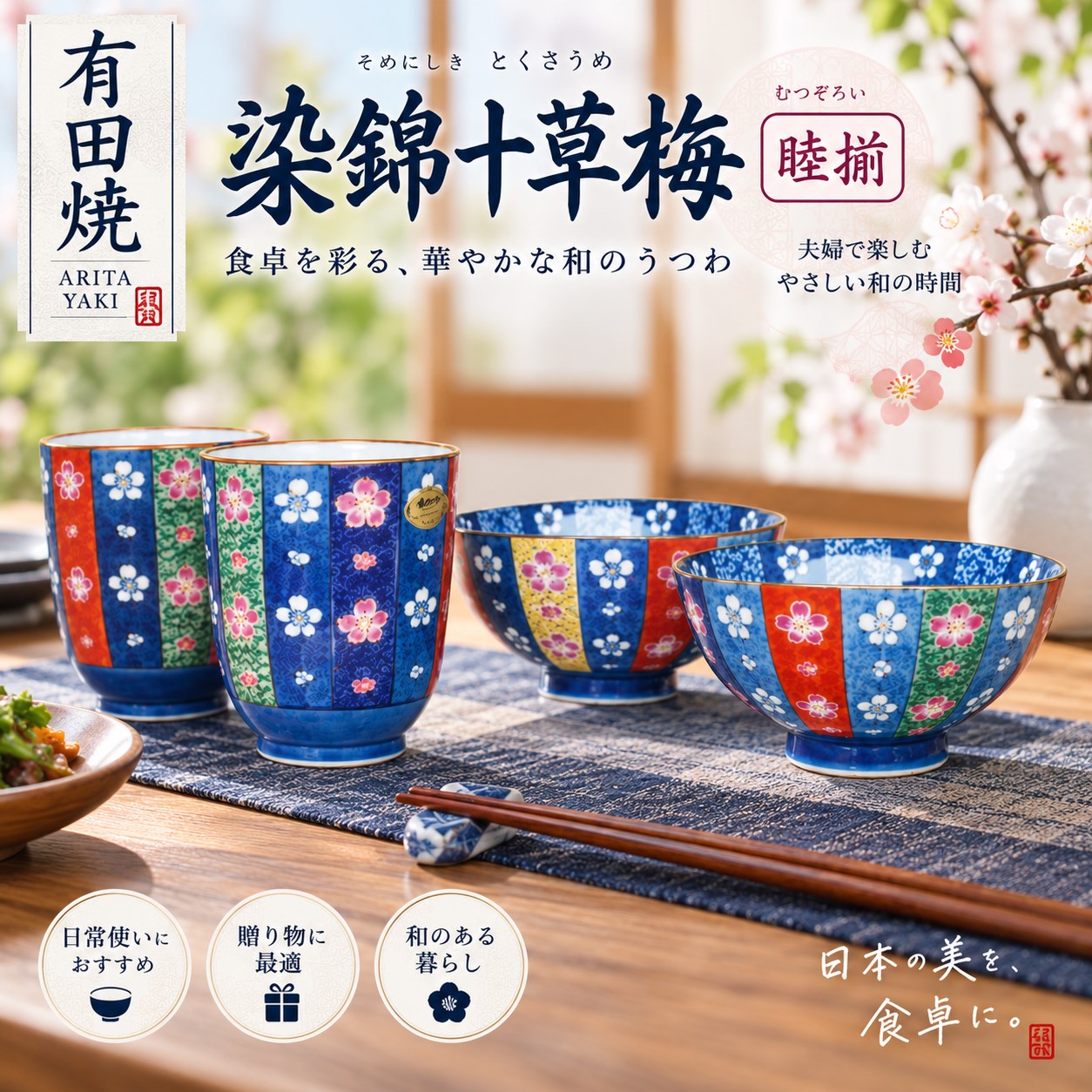【HIYASU日安工坊】染錦十草梅　睦揃, , large