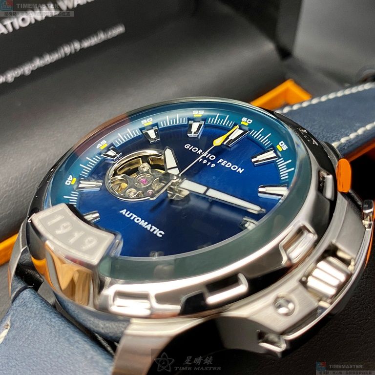 [星晴錶業]GiorgioFedon1919手錶,46mm,GF00049寶藍色錶面銀錶殼寶藍真皮皮革錶帶款, , large