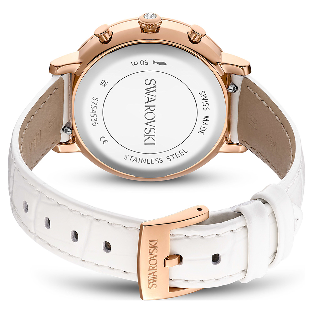 SWAROVSKI 施華洛世奇 Dextera Octagon 珍珠貝水晶三眼計時女錶-36mm  送禮推薦(5754536), , large