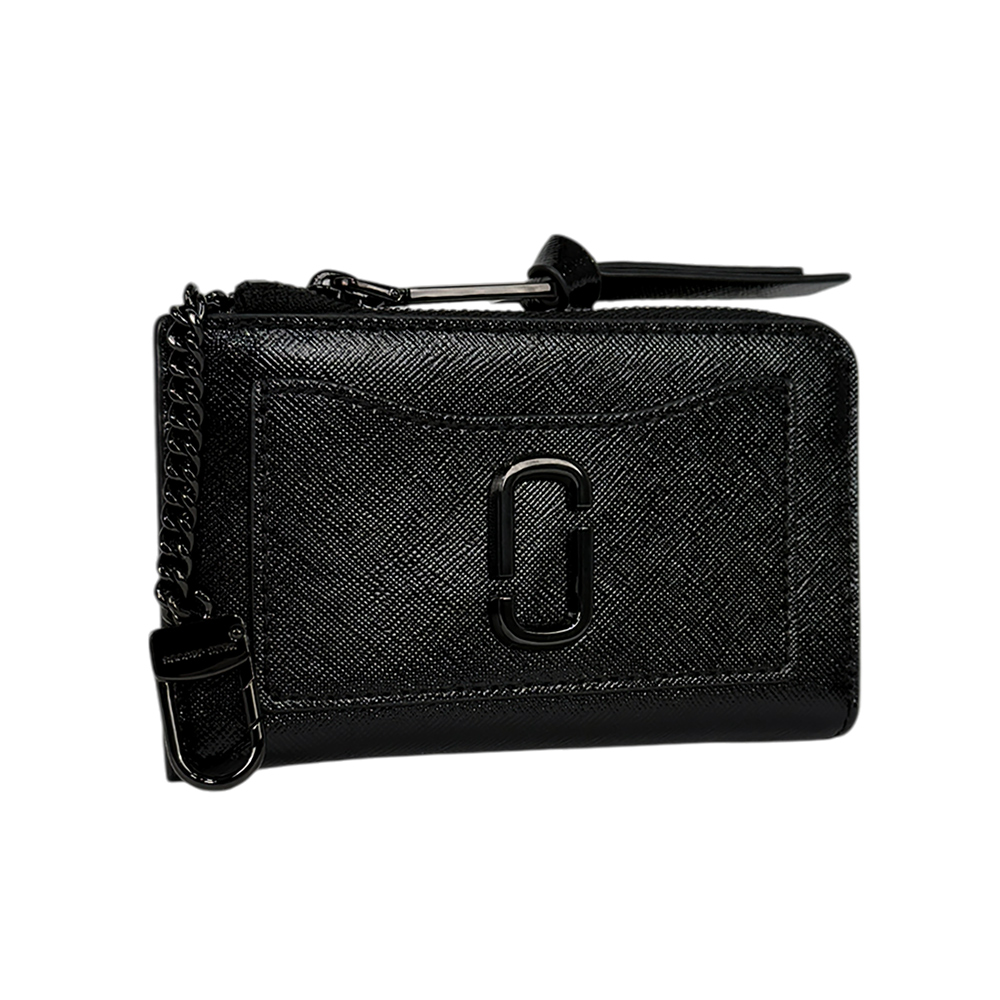 MARC JACOBS The Snapshot DTM 防刮皮革附勾釦拉鍊零錢包/卡夾包/黑色, , large