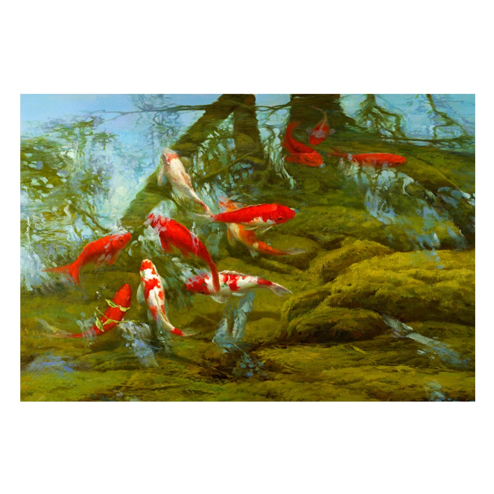 【御畫房】富貴有魚 國家一級畫師手繪油畫60&times;90cm(VF-84), , large