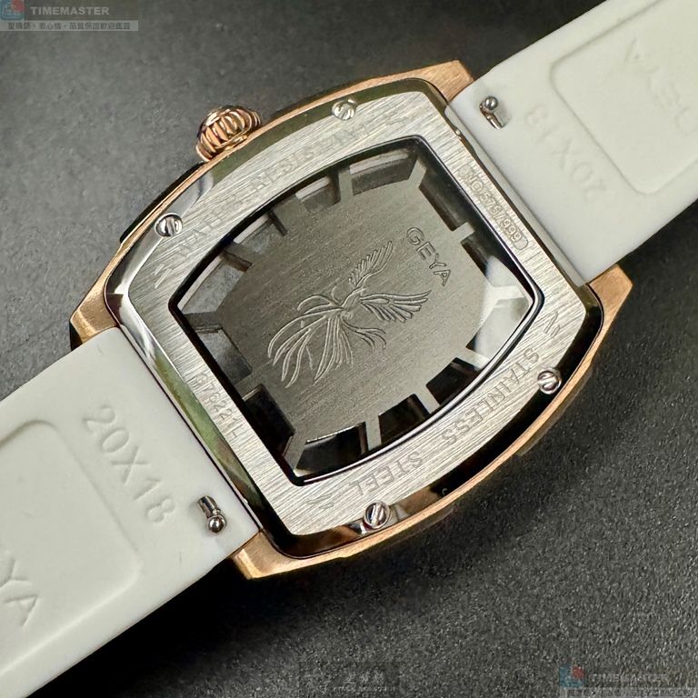 [星晴錶業]GEYA手錶,36mm, 44mm,G76221LHW白色錶面玫瑰金錶殼白矽膠錶帶款, , large