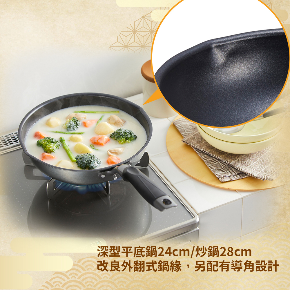 【日本竹原】日本製霞星空銀IH不沾平底鍋20cm(含蓋)可用金屬鏟/不挑爐具, , large
