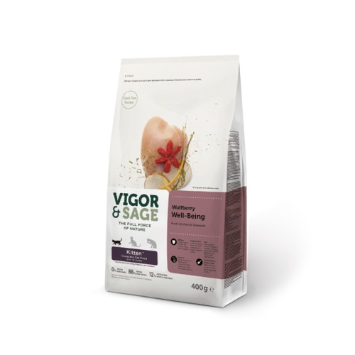 【PawHomie】靈萃 VIGOR&SAGE 幼貓枸杞去骨雞肉無穀糧 400G, , large