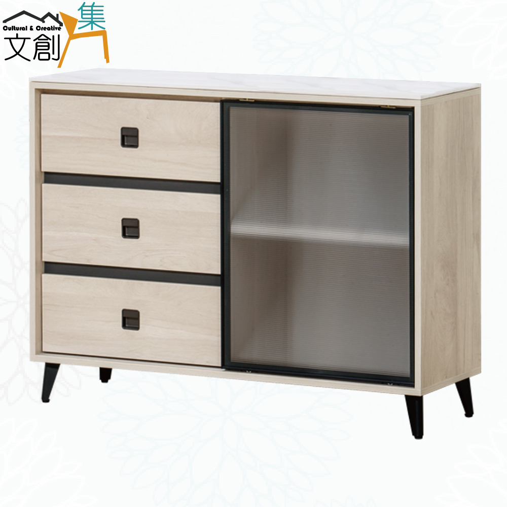 【文創集】蓋曼4尺岩板鋁門低餐櫃(客約商品), , large