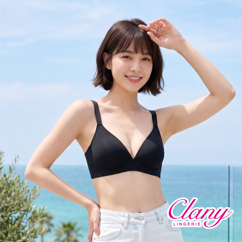 可蘭霓Clany 台灣製吸濕排汗無痕無鋼圈美型 S-2XL 減壓內衣 黑色 6961-63, , large