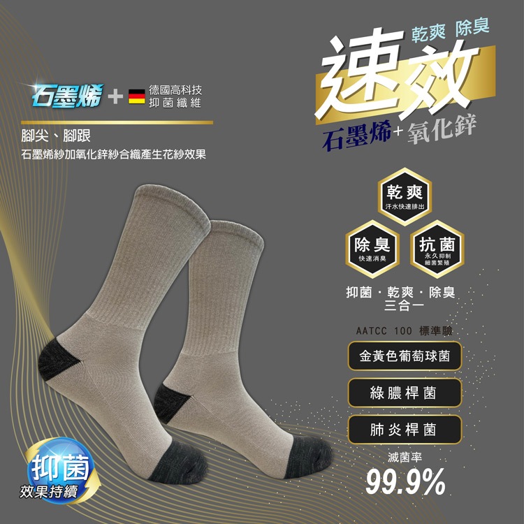 【D&G】速效機能4/4氣墊運動男襪<深灰藍>D570 長襪 中筒襪 襪子 抑菌消臭, , large