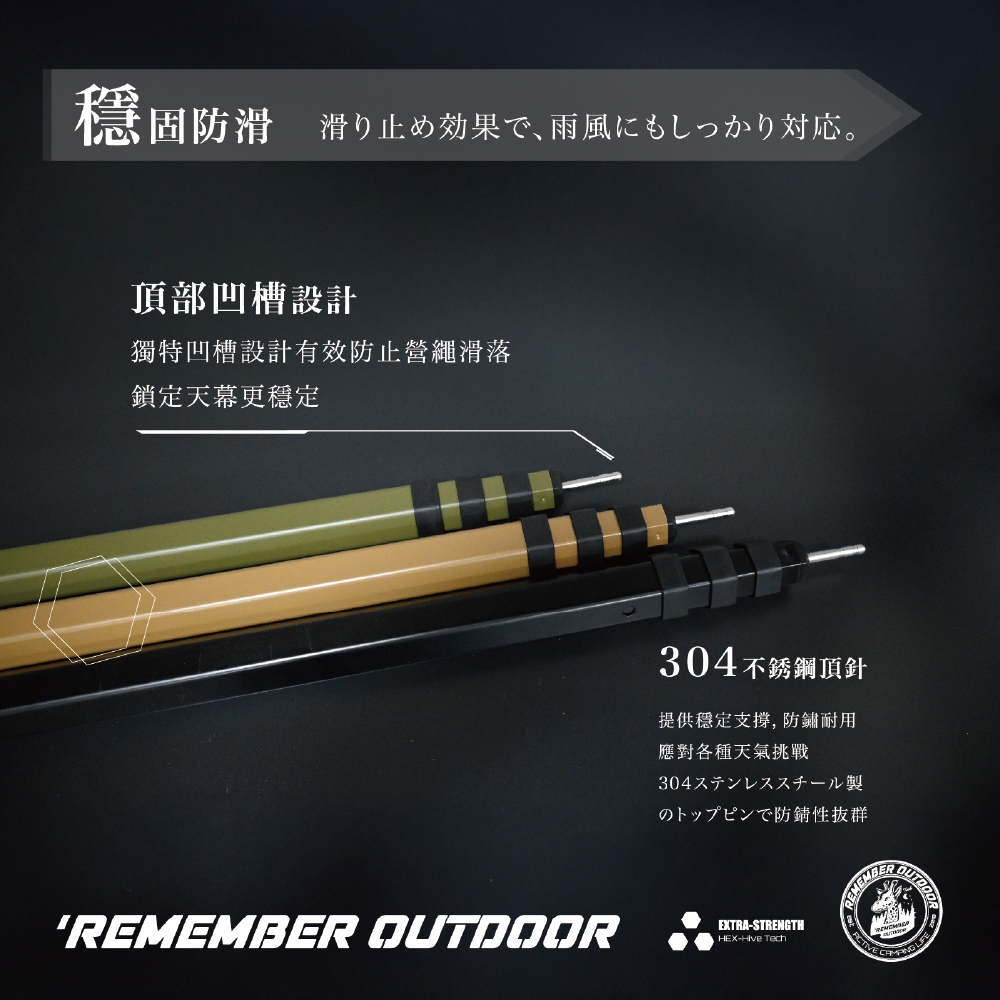 [樂施達]樂活不露 蜂巢伸縮鋁合金營柱 (六角) 220cm/280cm 鋁合金 伸縮 露營, , large