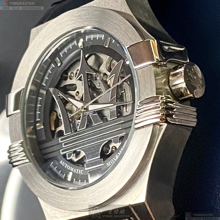 [星晴錶業]MASERATI手錶,42mm,R8821108031黑色錶面銀錶殼深黑色真皮皮革錶帶款, , large