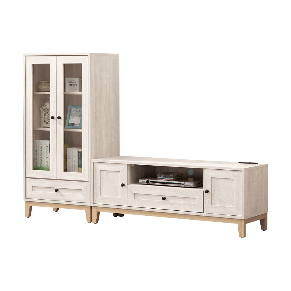 【BODEN】妮塔6尺L型電視櫃組合(2尺玻璃門展示櫃+4尺長櫃), , large