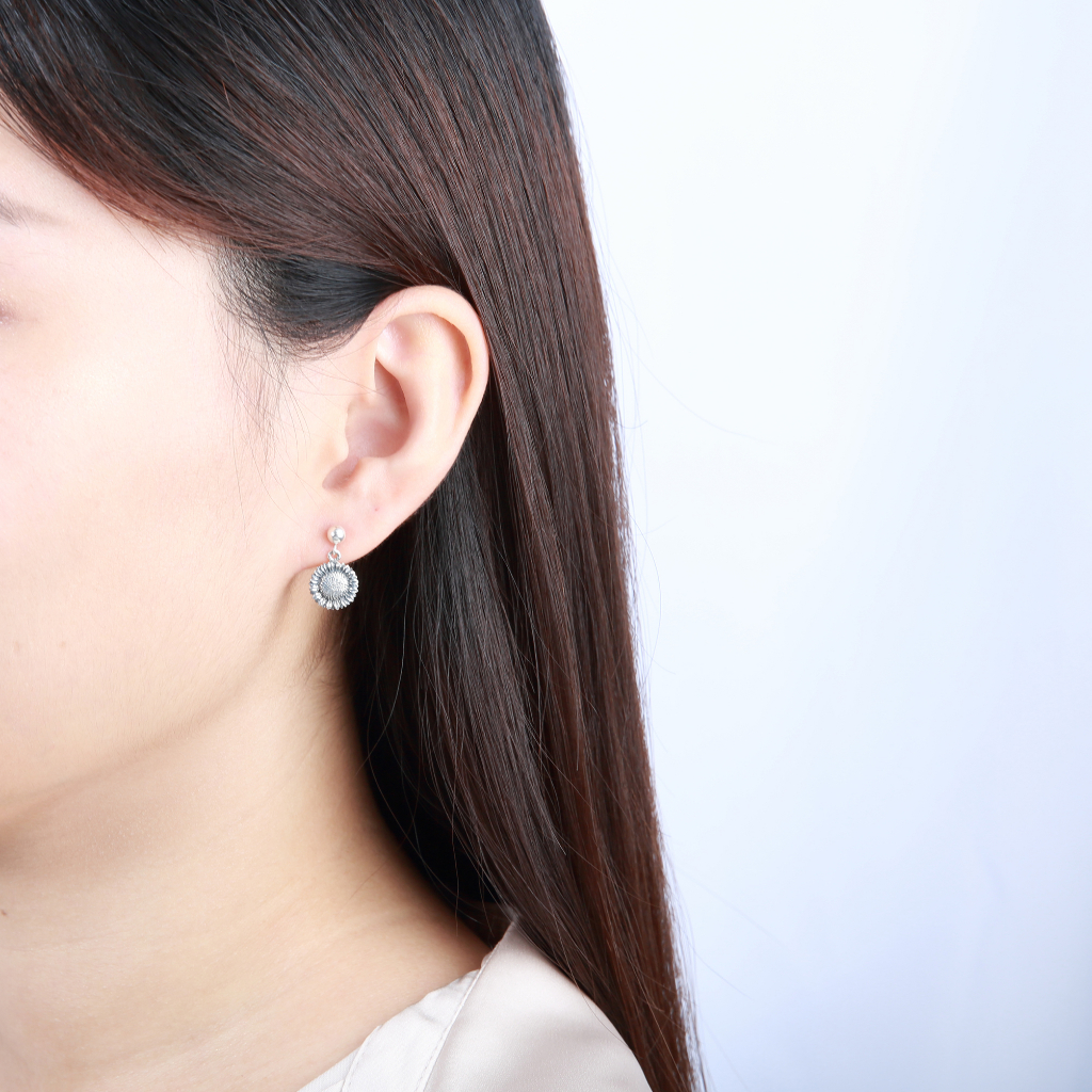 【Angel & Me】Sunflower Flower s925 sterling silver earrings Birthday Christmas gift, , large