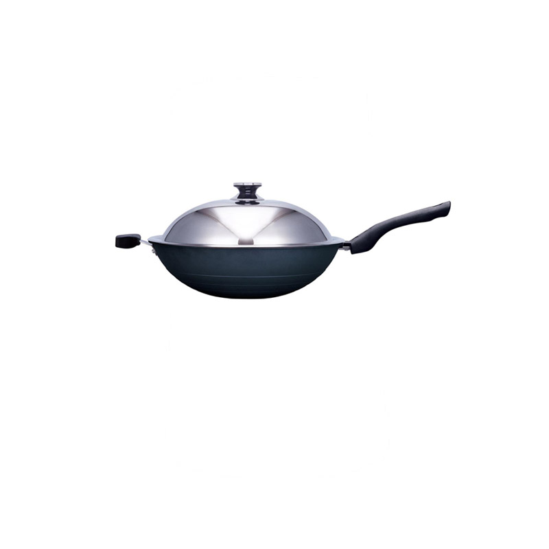 [寶馬牌 瓷釉炒鍋附蓋 30cm單手] JA-A-012-030, , large