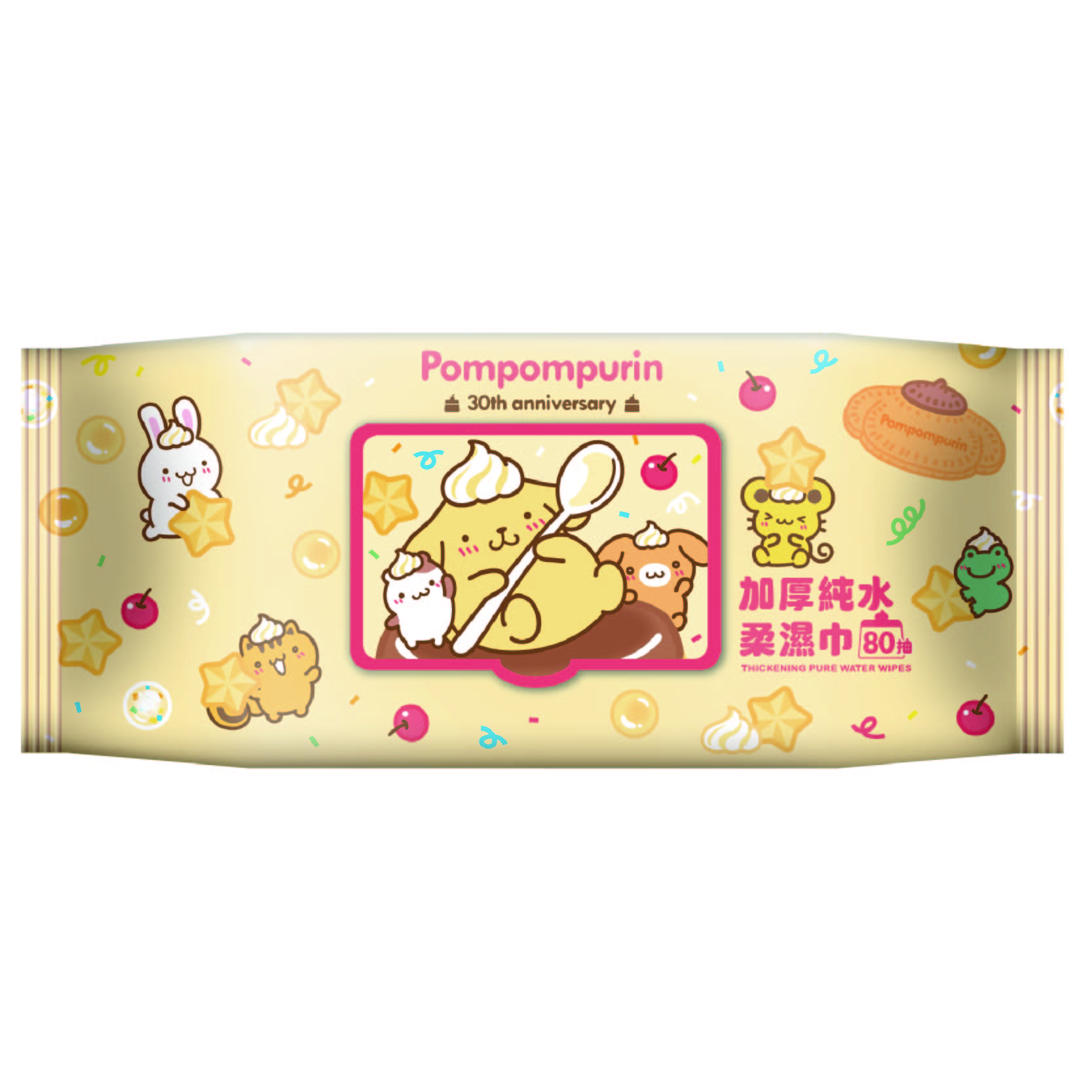 [寶富華](箱購)布丁狗30周年 加厚 純水柔濕巾80抽&times;24包 (3D壓花無紡布、不易掉屑), , large