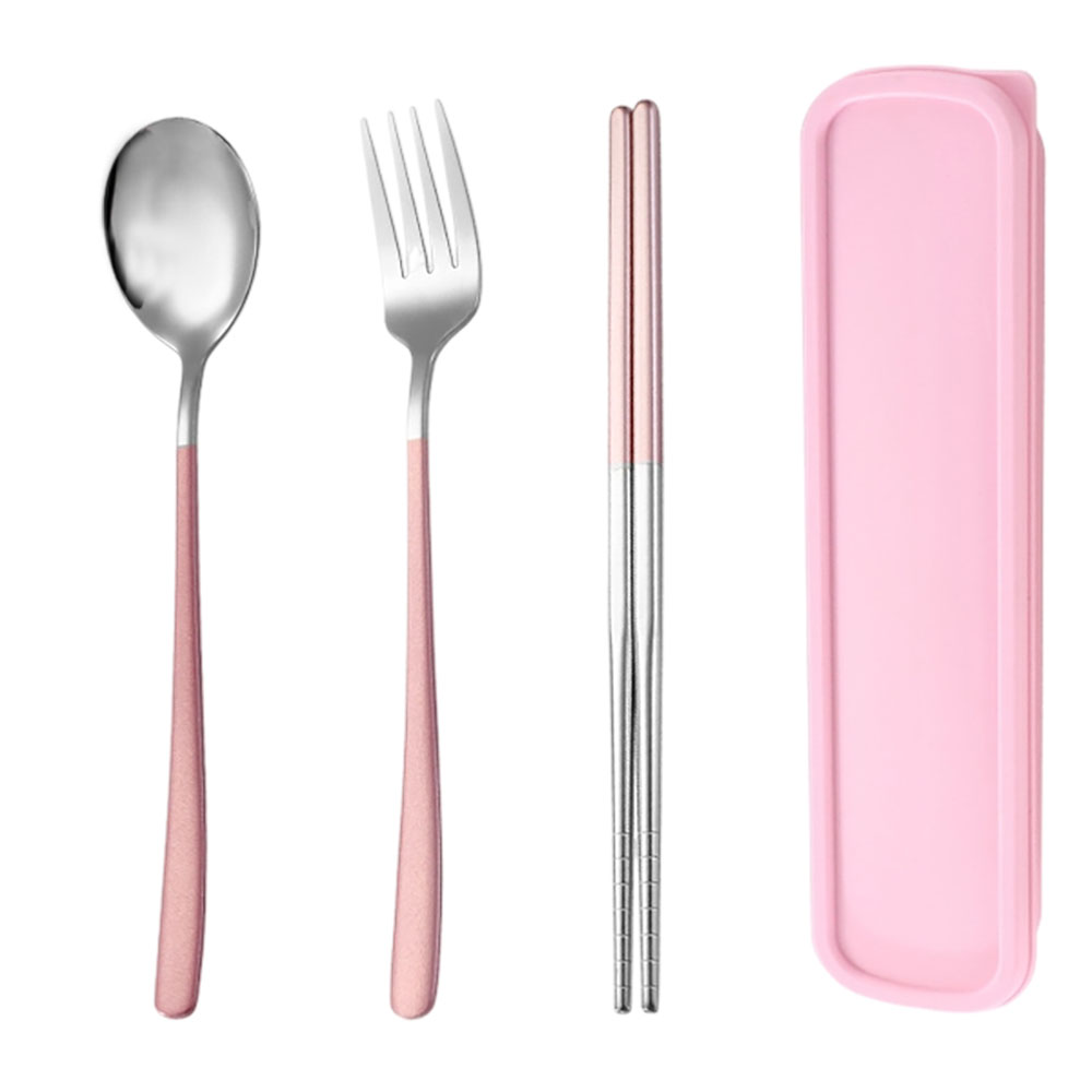 410 Stainless Steel Portable Color-Block Cutlery Set (3 pcs), , large