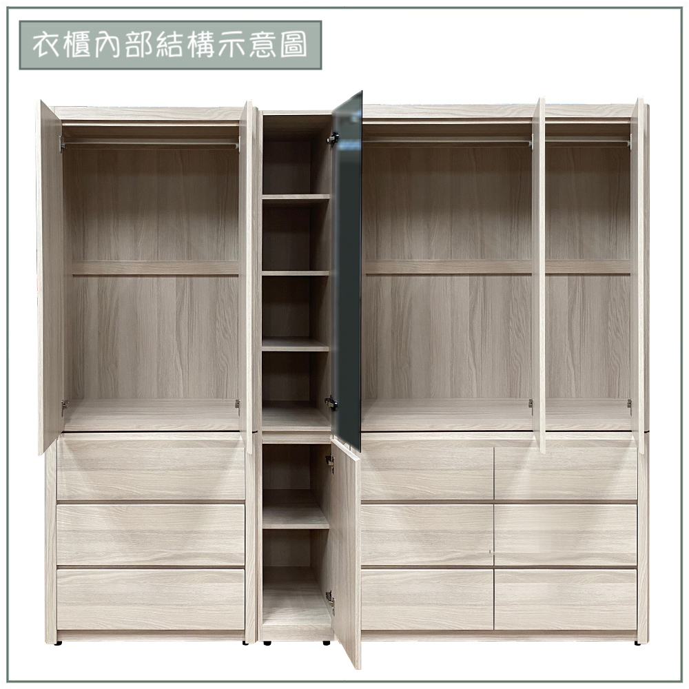 【唯熙傢俱】馬修斯橡木白7.7尺衣櫃, , large
