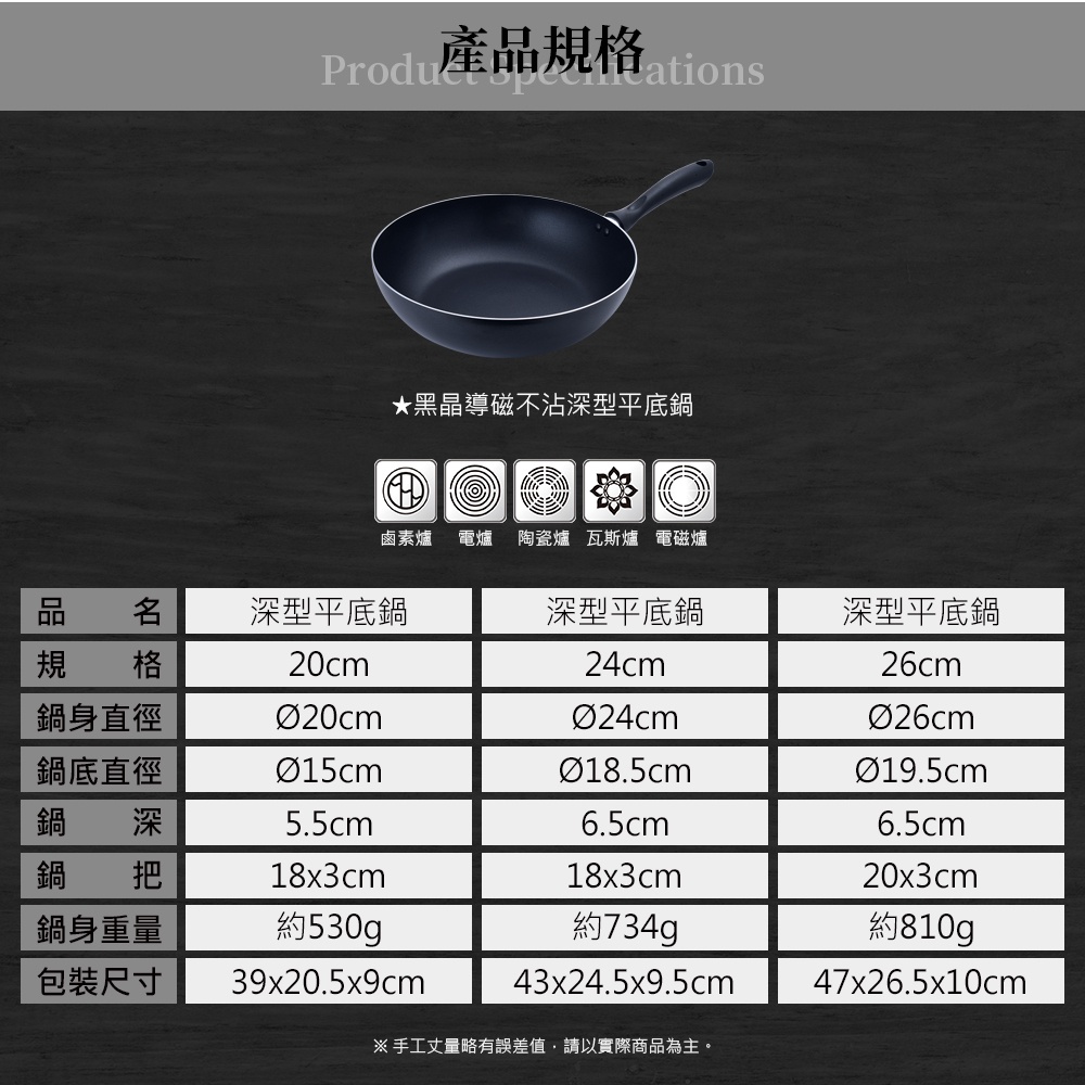 Miyaco 米雅可 黑晶導磁不沾深型平底鍋IH無蓋 28cm-Leidea樂德兒, , large