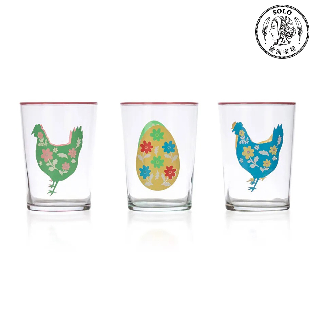 【SOLO 歐洲家居】LCW Home 510ml 可愛母雞玻璃杯 三入組 茶杯 水杯 果汁杯 土耳其製造 禮物, , large