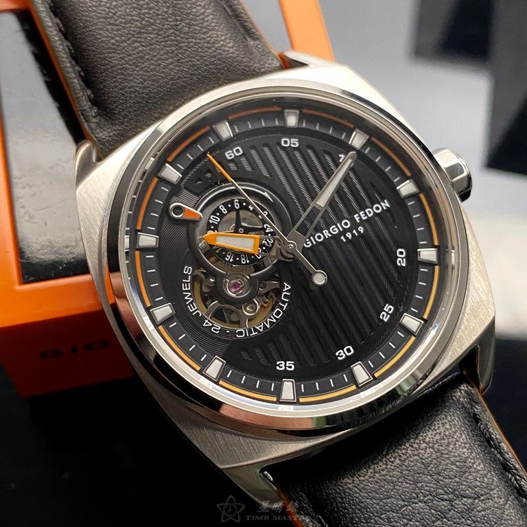 [星晴錶業]GiorgioFedon1919手錶,42mm,GF00092黑色錶面銀錶殼深黑色真皮皮革錶帶款, , large