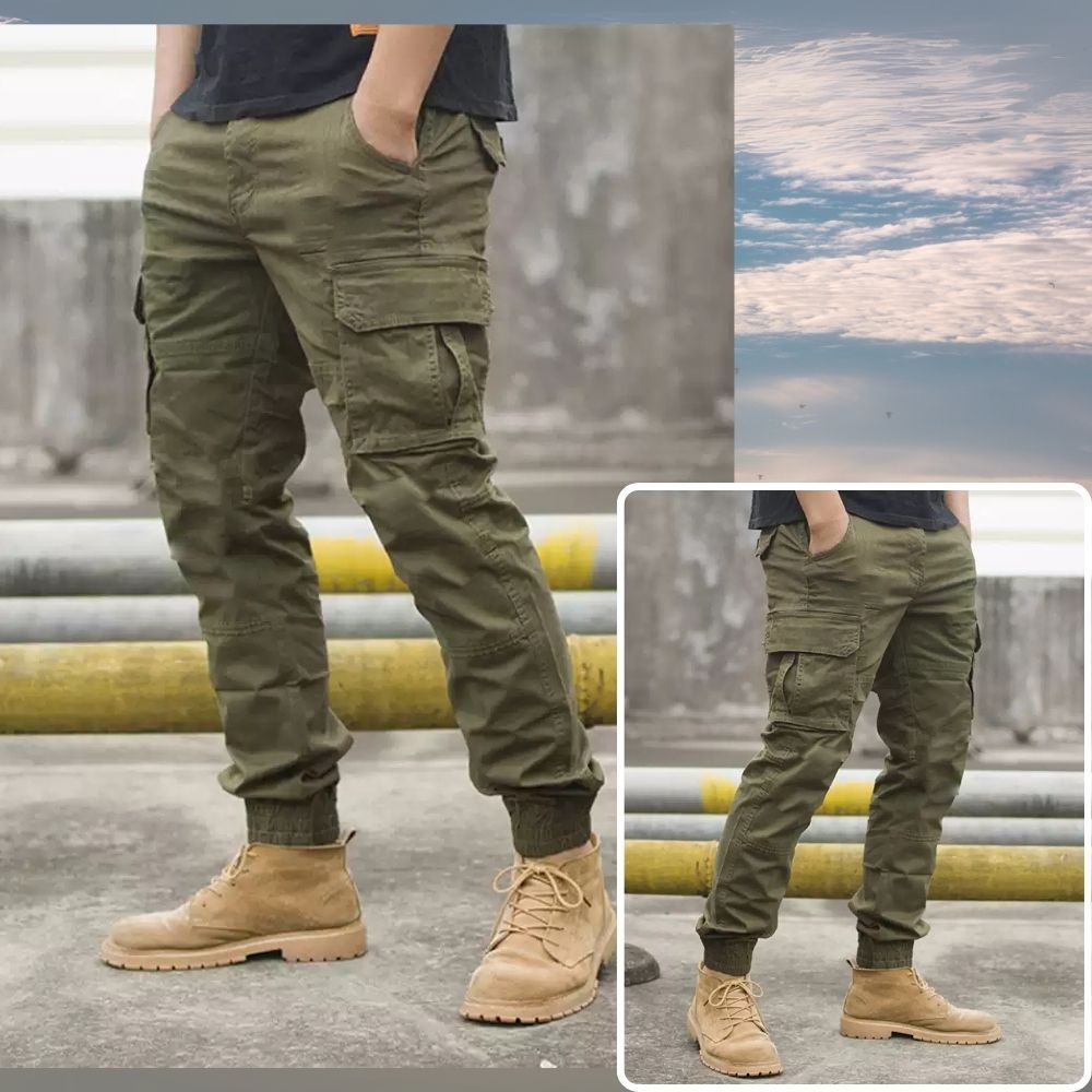 【億子洪】超彈力帥氣工裝褲   拉鍊款 卡其-5XL【P12】, , large