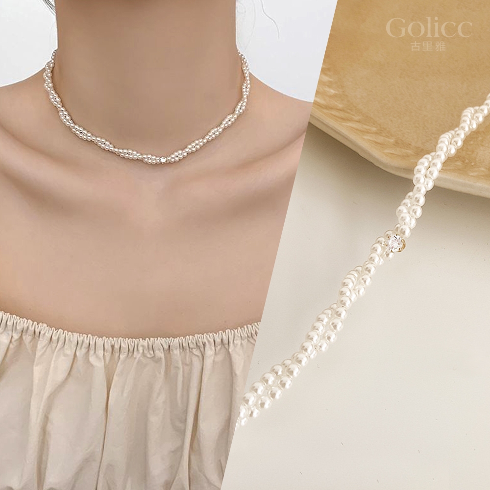 【Gulicc】古莉可 項鍊 雙層珍珠交疊鎖骨鍊, , large