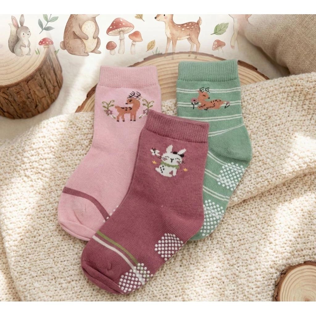 [Kaimei Cotton Industry] 10 pieces of random excellent pure cotton non-slip children's socks, forest cute pet style, animal children's socks, cartoon children's socks, cute socks, boys and girls socks, rabbit and small flowers, , large