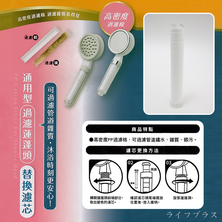 通用型過濾蓮蓬頭替換濾芯-2入-3組, , large